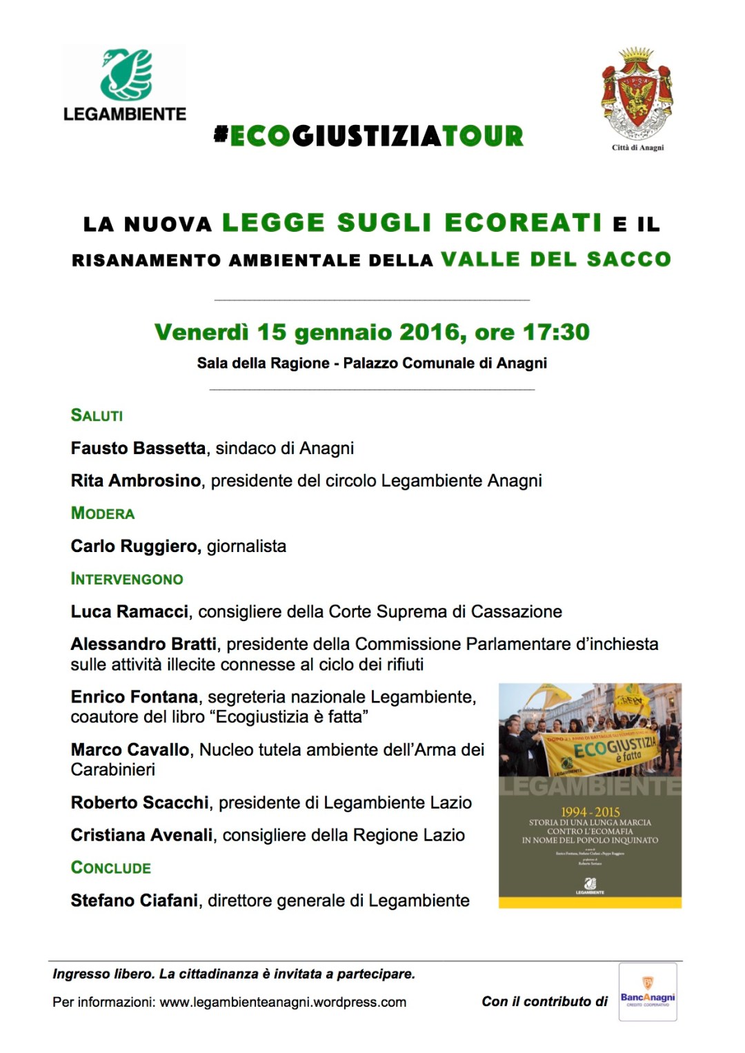 locandina ecogiustiziatour Anagni 15 gennaio 2016